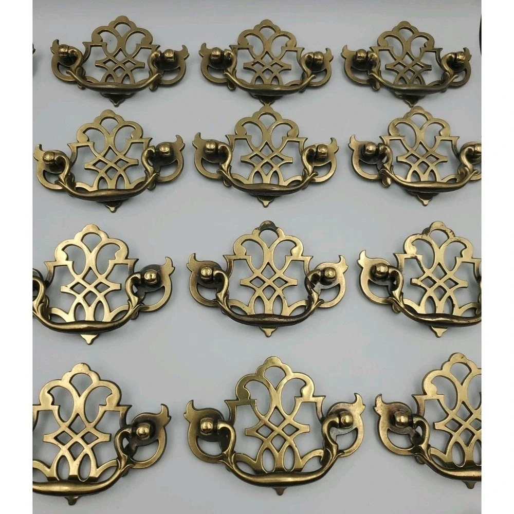 Vtg Keeler Brass K1522 Chippendale Batwing Openwork Drop Bail Drawer Pull 28 Pcs